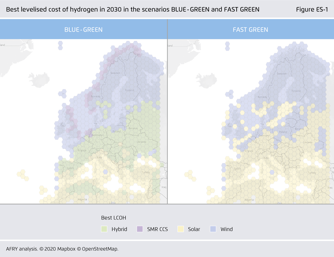 Preview for Best levelised cost of hydrogen in 2030 in the scenarios BLUE-GREEN and FAST GREEN