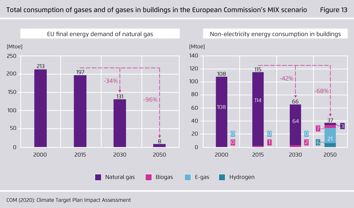 Preview for Total consumptions of gases and of gases in buildings in the European Commissions MIX scenario